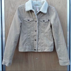Corduroy and Sherpa/ Fleece Jacket Abercrombie & Fitch Size S Tan/ Cream
